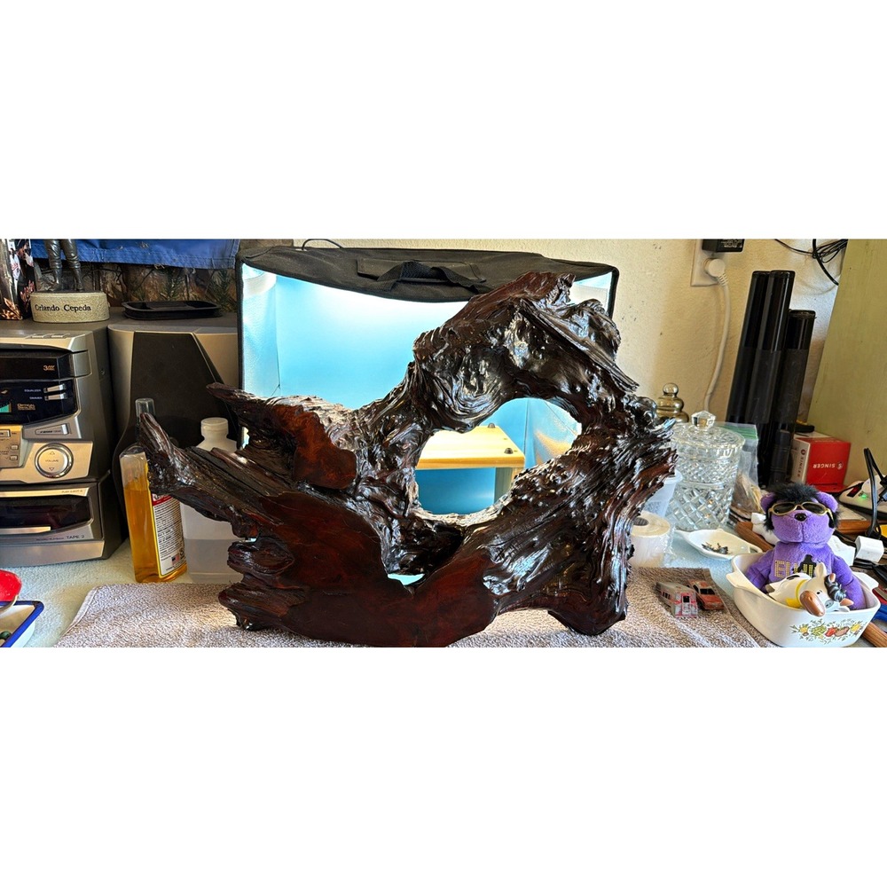Vintage Handmade Hand-Carved Natural Wood Root Burl Abstract Sculpture Decor